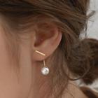 925 Sterling Silver Bar Faux Pearl Dangle Earring