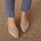 Faux-pearl Stitched Flats