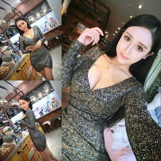 Glittered Long Sleeve Dress