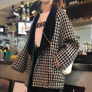 Houndstooth Double-breasted Coat As Shown In Figure - One Size