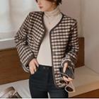 Plaid Button-up Fleece Jacket