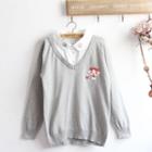 Mock Two-piece Embroidered Long-sleeve Top