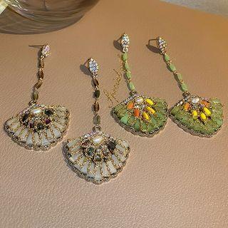 Fan Rhinestone Dangle Earring