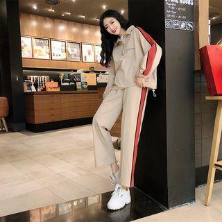 Set: Color Block Zip Placket Sweatshirt + Sweatpants