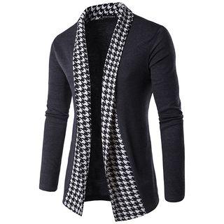 Houndstooth Trim Cardigan
