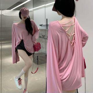 Long-sleeve Cross Neck T-shirt / Shorts