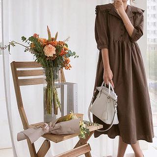 Sailor-collar Puff-sleeve Shirtdress