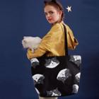 Cat Print Nylon Tote Bag Cat - Black - One Size