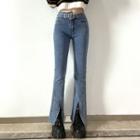 Plain Skinny Slit Jeans