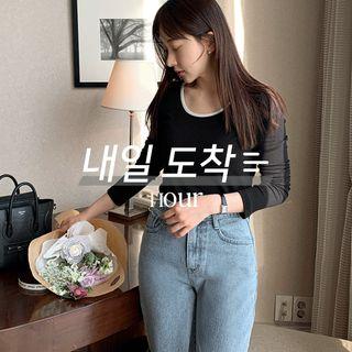 [hour] Scoop-neck Ringer Top