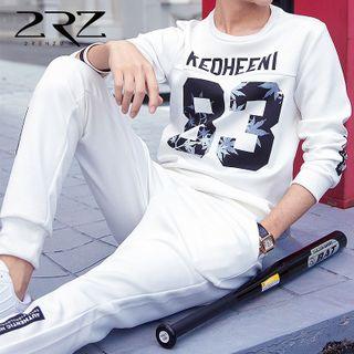 Set: Long-sleeve Lettering Top + Pants