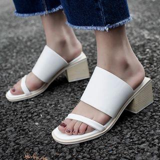 Wide-strap Chunky Heel Slide Sandals
