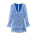 Bell-sleeve Floral Layered Romper