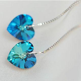 925 Sterling Silver Crystal Heart Threader Earring