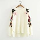 Floral Detail Dip-back Knit Sweater