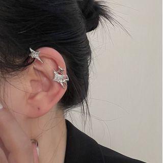Star Rhinestone Alloy Cuff Earring 1 Pc - Star Rhinestone Alloy Cuff Earring - Silver - One Size
