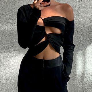 One Shoulder Cutout Crop Top