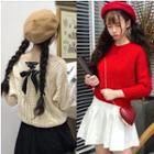 Bow Accent Cable-knit Sweater