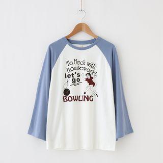 Printed Raglan 3/4 Sleeve T-shirt
