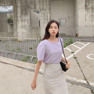 Puff-shoulder Boxy Blouse
