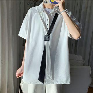 Short-sleeve Tie-neck Polo Shirt