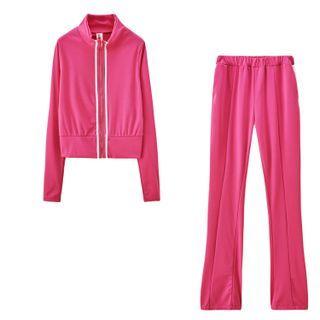 Set: Plain Zip-up Jacket + Sweatpants