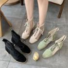 Lace Up Low-heel Mesh Panel Short Boots