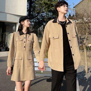 Couple Matching Contrast Collar Shirt / Dress