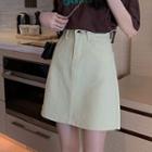 High-waist Mini Denim A-line Skirt