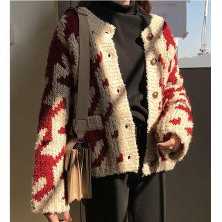 Patterned Chunky Knit Buttoned Cardigan