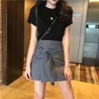 Short-sleeve Heart Print T-shirt / High-waist Skort