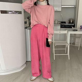 Turtleneck Top / Plain Pullover / Wide Leg Pants