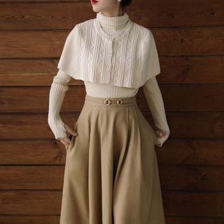 Set: Cape Sweater + Midi A-line Skirt