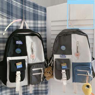 Color Block Buckled Lightweight Backpack