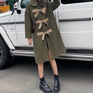 Tie-front Plaid Coat