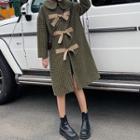 Tie-front Plaid Coat