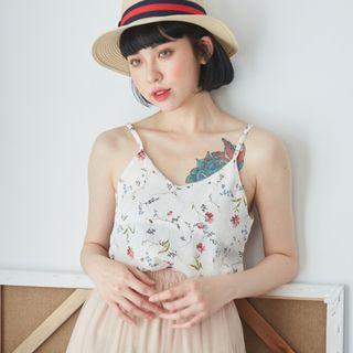 Floral Print Spaghetti-strap Chiffon Top