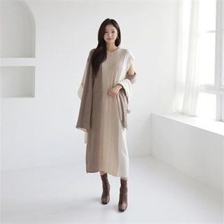 Cap-sleeve Color-block Cashmere Blend Knit Dress