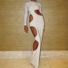 Long-sleeve Cut Out Maxi Sheath Dress