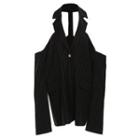 Cut-out Open-back Pinstriped Blazer Black - One Size