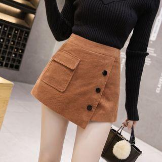 Button Corduroy A-line Skorts