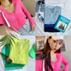 V-neck Long-sleeve Cardigan In 16 Colors