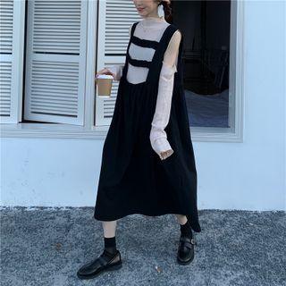 Cold-shoulder Knit Top / Caged Overall Dress