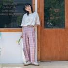 Plaid High-waist Wide-leg Cropped Pants