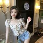Short-sleeve Floral Print Mini Dress / Blouse