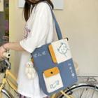 Set: Cat Print Nylon Tote Bag + Bag Charm
