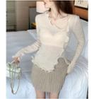 Ruffle Side-slit Sweater