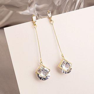 Rhinestone Alloy Dangle Earring 1 Pair - E825-1 - Gold - One Size