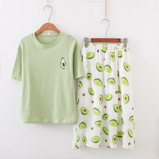 Avocado Printed T-shirt / Avocado Printed Skirt