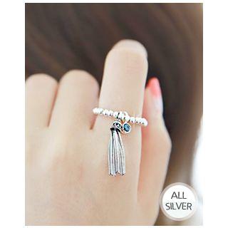 Tasseled Ball-chain Silver Ring